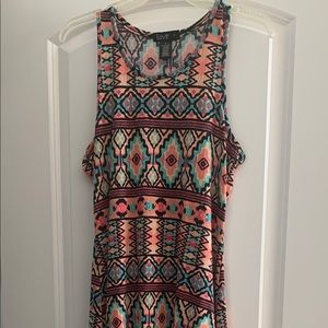 Printed Tank Waterfall Maxi Dress